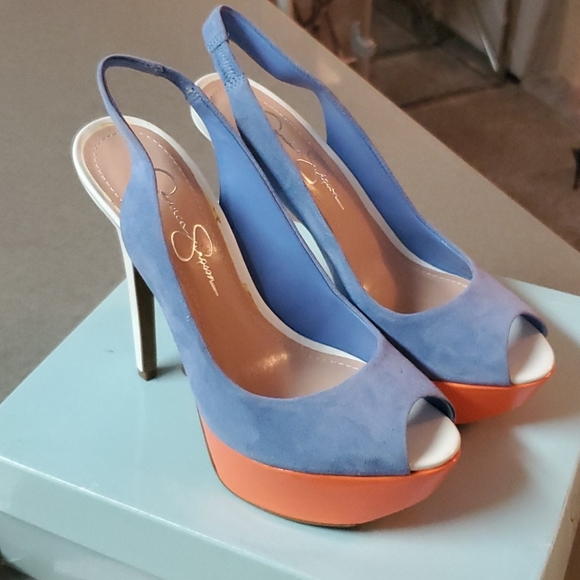color block slingback heels
